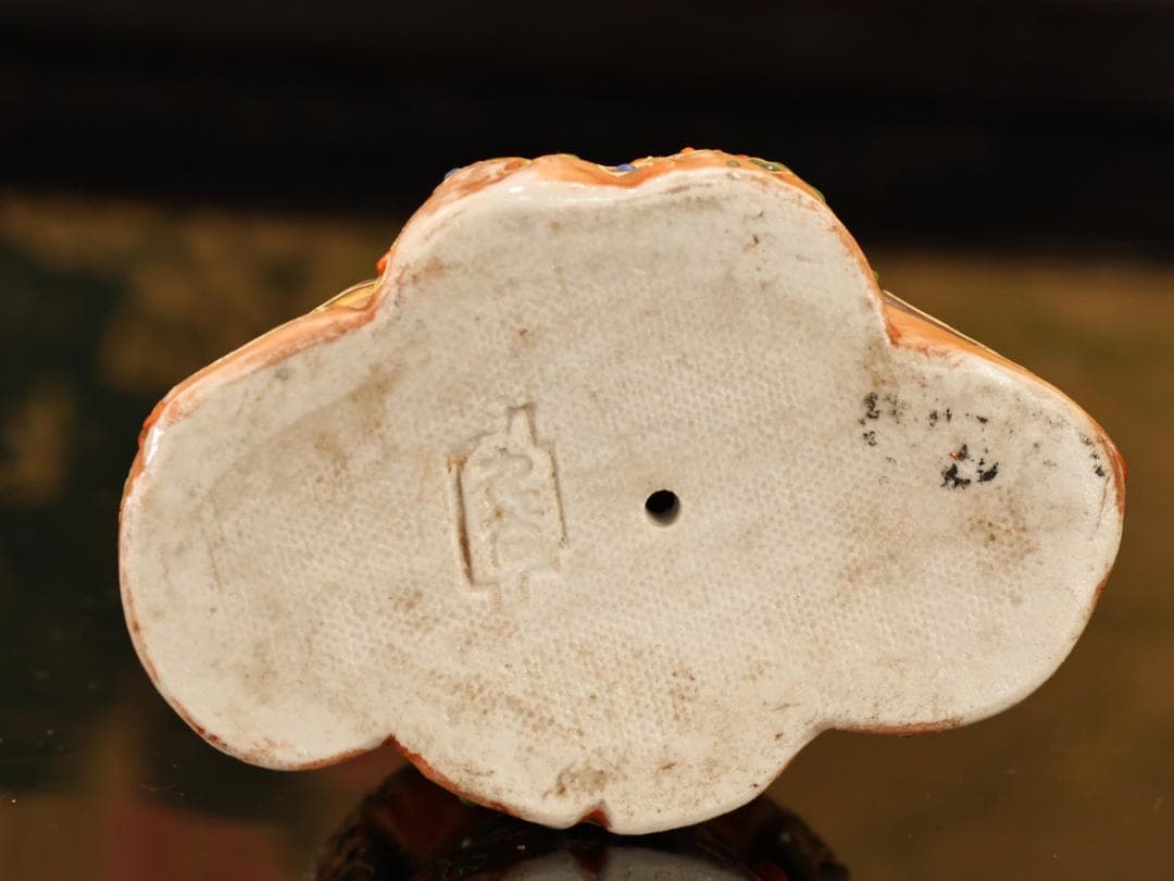 BK523　九谷焼　楠木正成 正行　桜井の別れ　陶人形 置物　金彩色絵 戦国武将