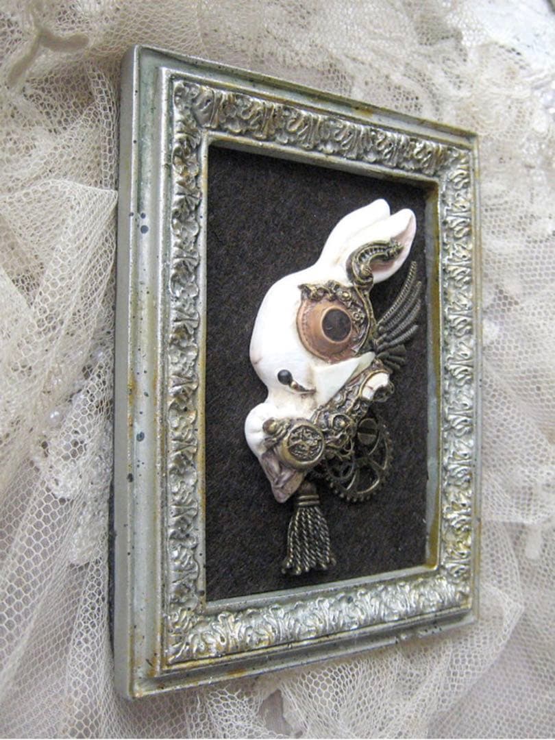 ~不思議の国の蒸気部屋~ 遅刻ウサギ 立体画額装仕様 スチームパンク