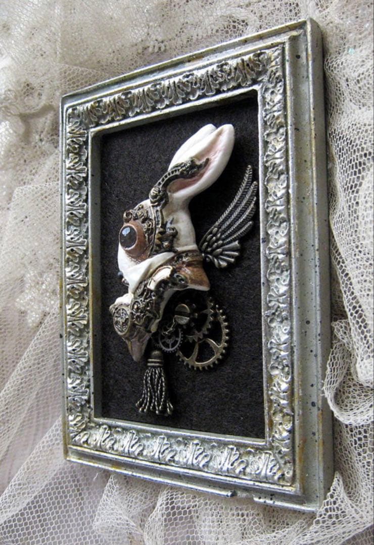 ~不思議の国の蒸気部屋~ 遅刻ウサギ 立体画額装仕様 スチームパンク