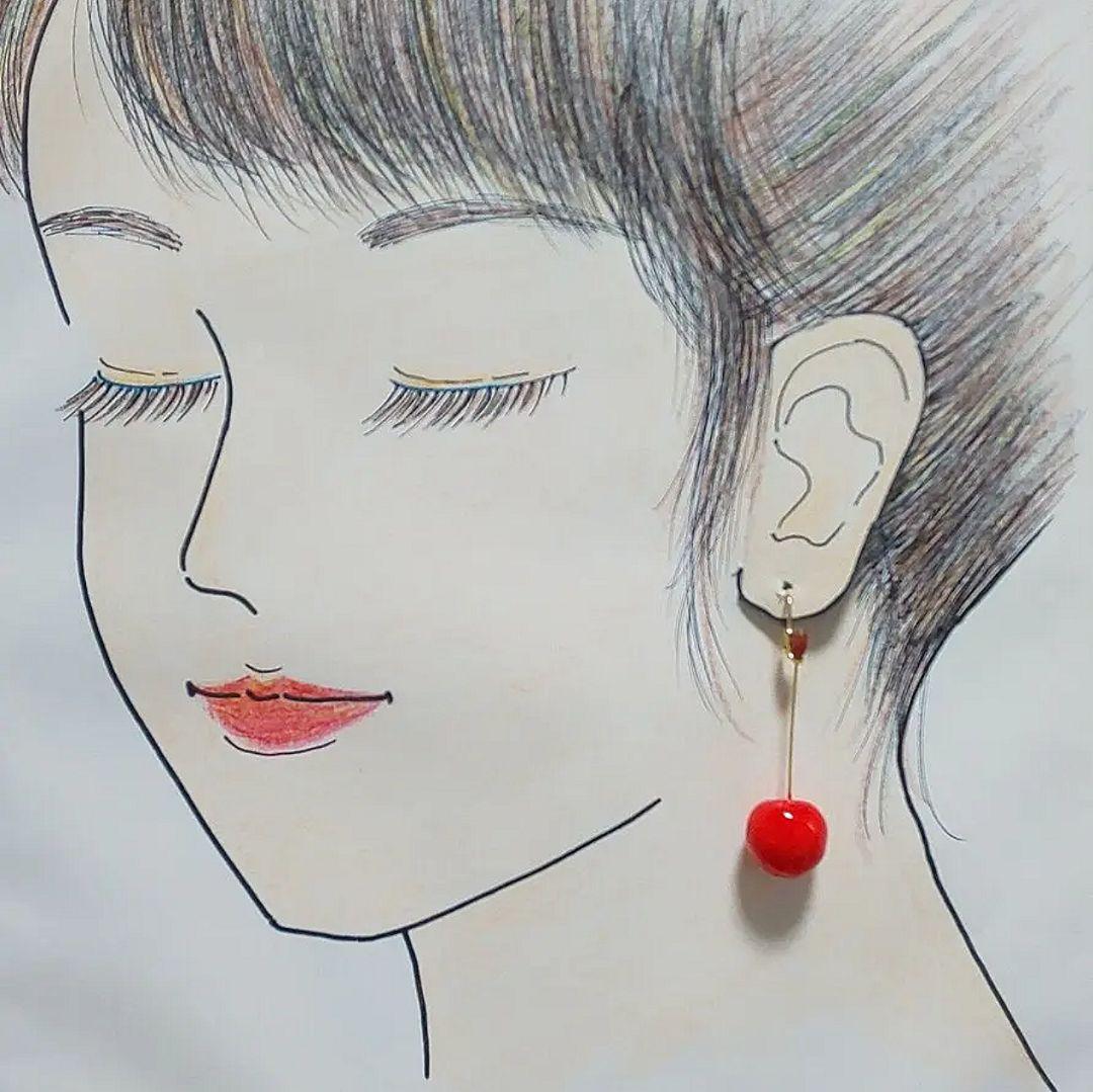 【590】さくらんぼのピアス／イヤリング／樹脂粘土