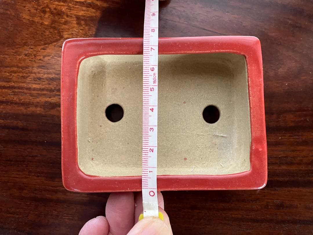 盆栽鉢　総手造　朱色