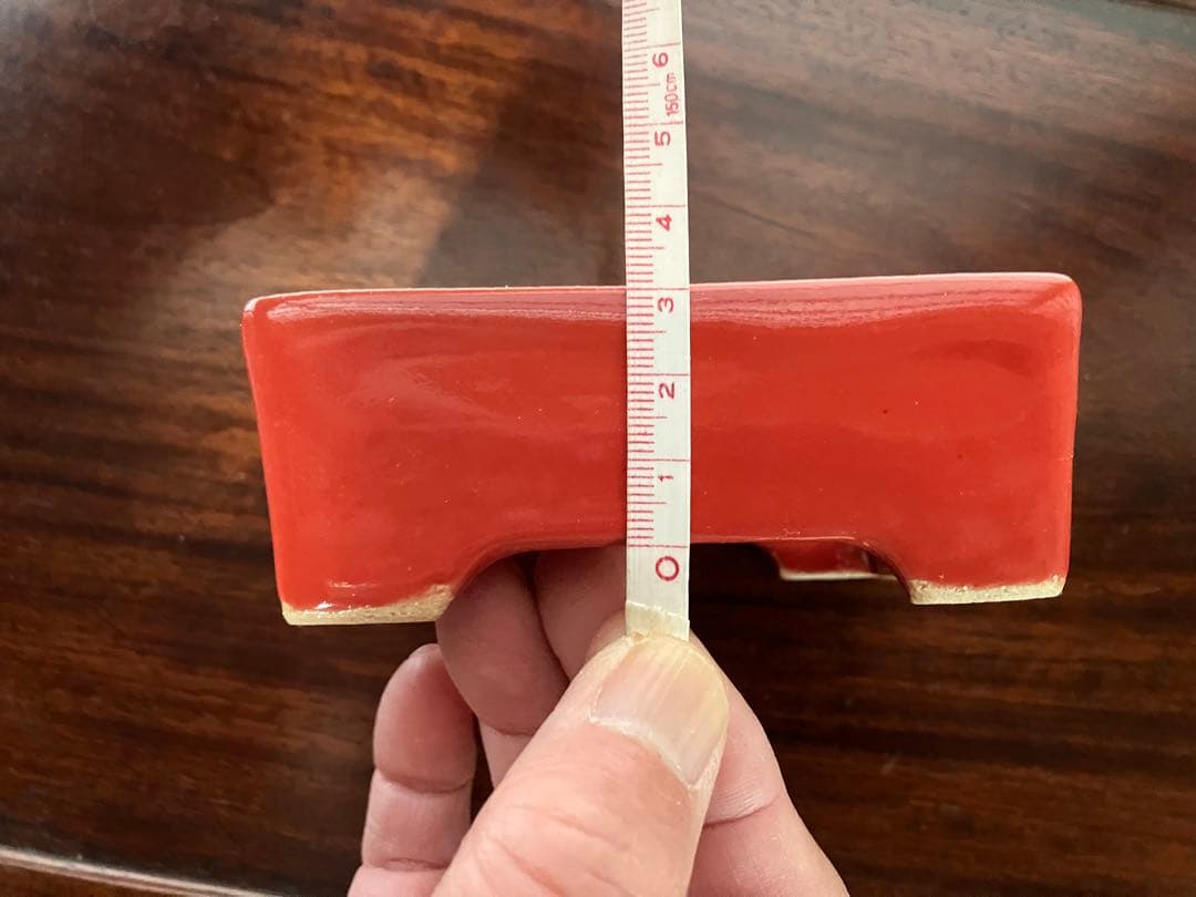 盆栽鉢　総手造　朱色