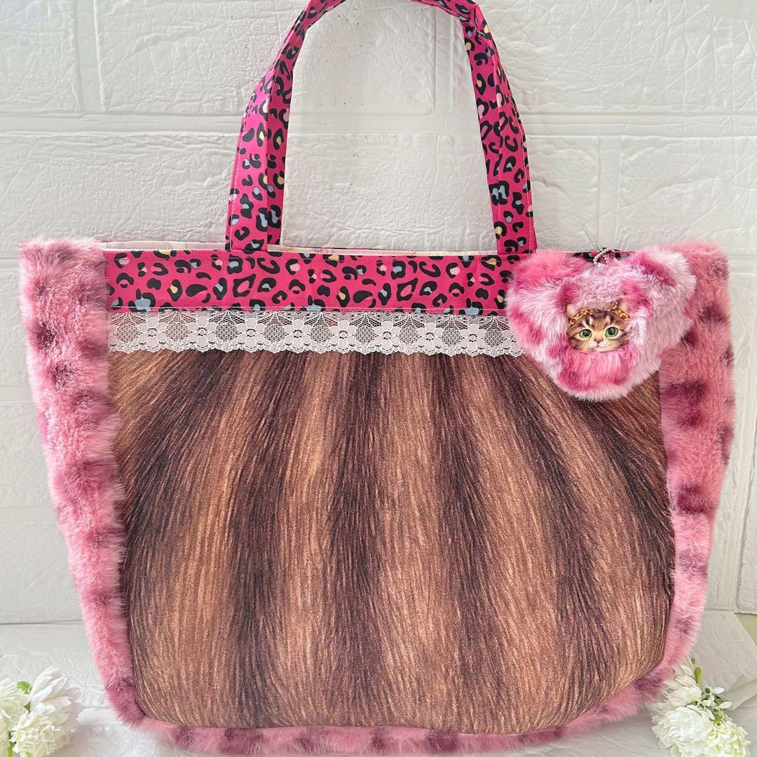 ゆ*ら様 ピンクヒョウ柄フェイクファー　超ビッグサンダー　コヤンイサムチョン　ト