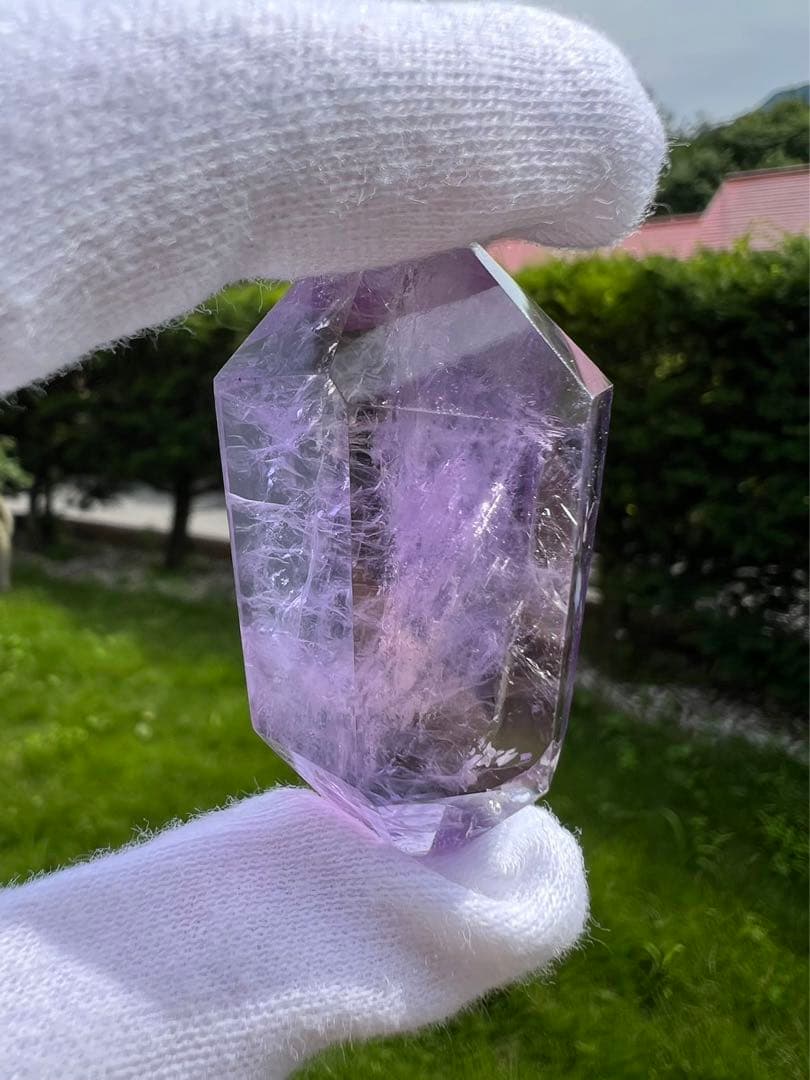 A48 アメジストハート型クラスター　水晶クラスター　4点セット　天然石