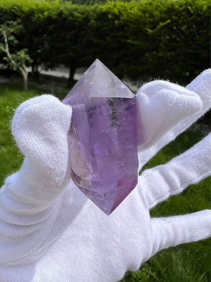 A48 アメジストハート型クラスター　水晶クラスター　4点セット　天然石