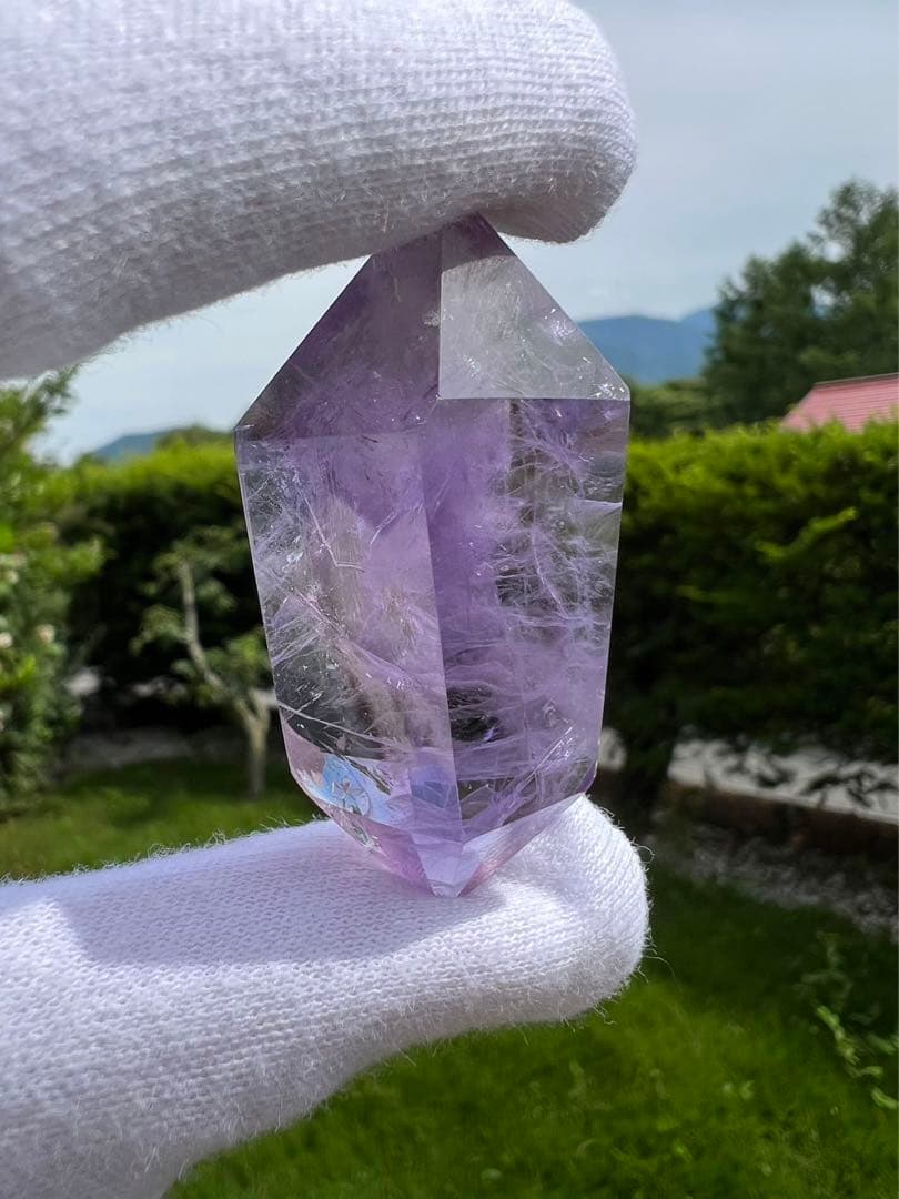 A48 アメジストハート型クラスター　水晶クラスター　4点セット　天然石