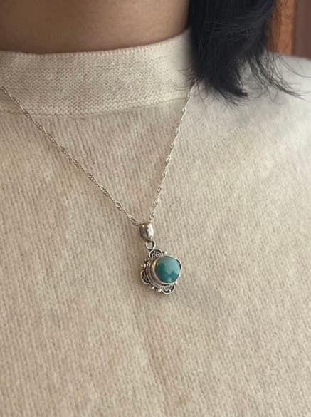 【高級】天然ターコイズ シルバー925 ネックレス インディアンジュエリー