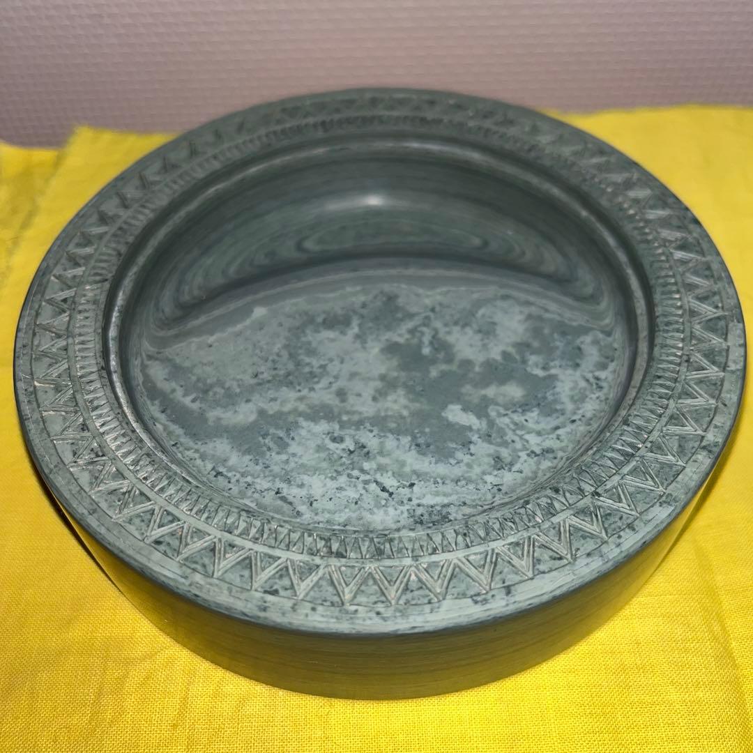 ⭕️楽渓硯　製硯者不特定　雨端古鏡紋硯　雨宮静軒の同一作品が別掲示　超絶技巧　蓋付