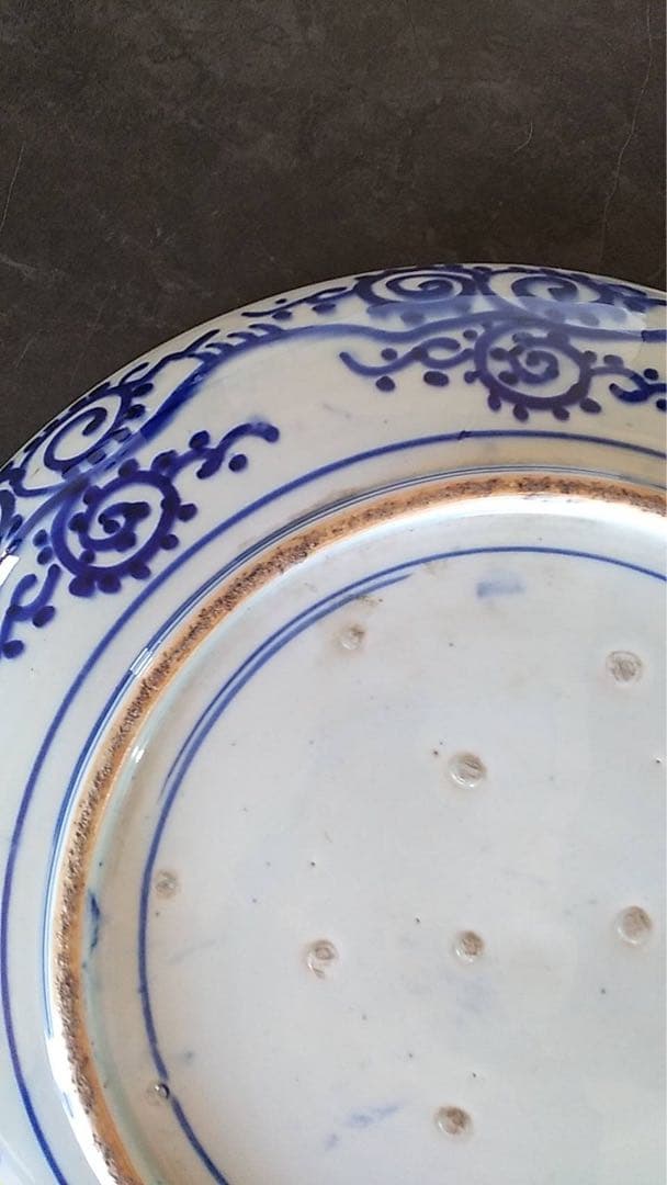 印判大皿 古伊万里 微塵唐草 印判手 大皿 アンティーク ビンテージ 瀬戸 染付