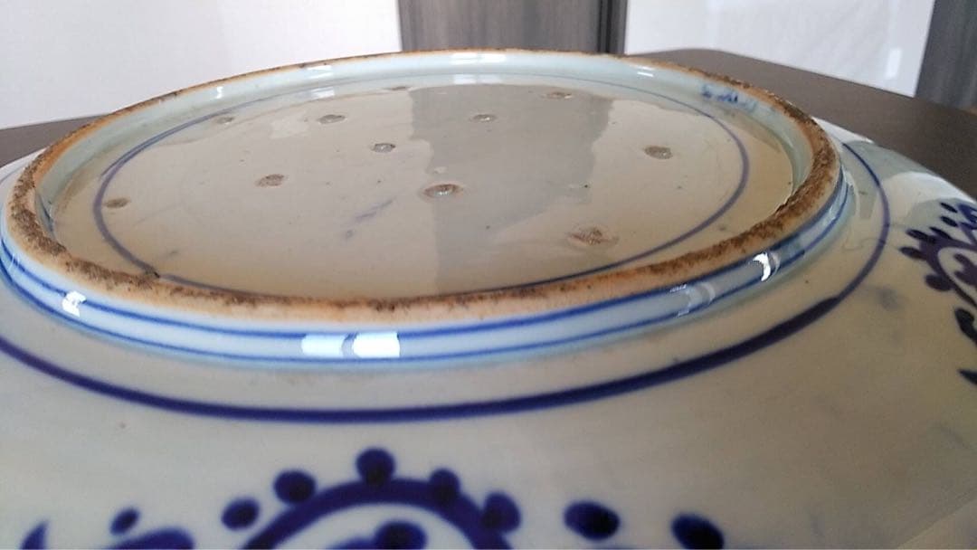 印判大皿 古伊万里 微塵唐草 印判手 大皿 アンティーク ビンテージ 瀬戸 染付