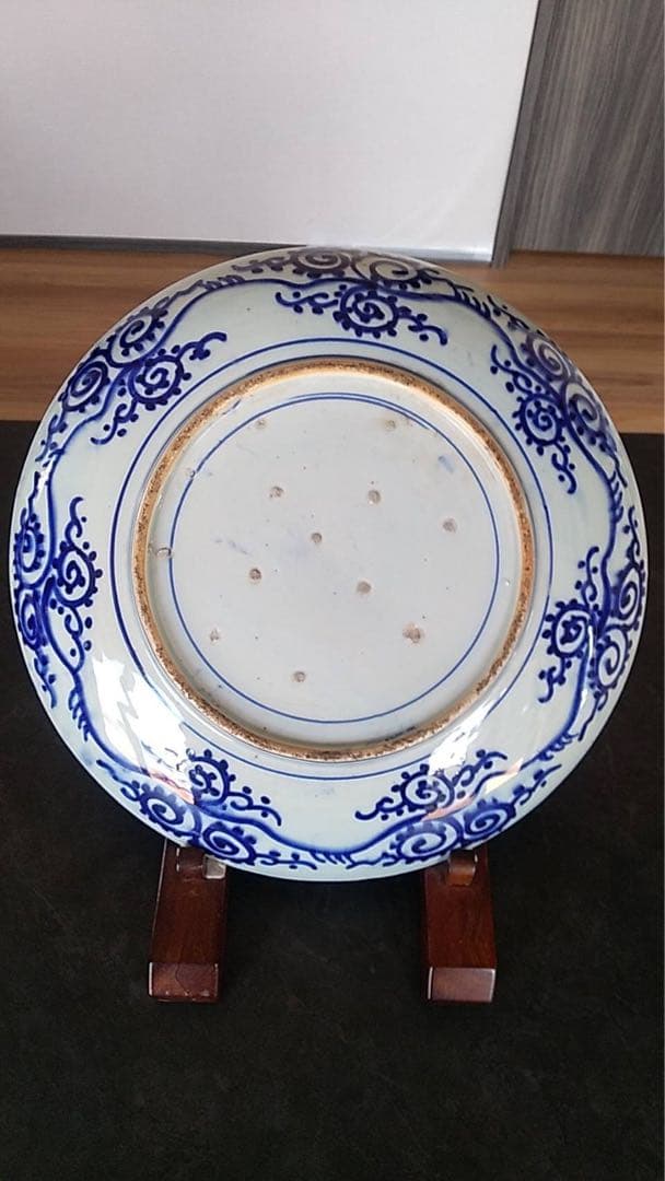 印判大皿 古伊万里 微塵唐草 印判手 大皿 アンティーク ビンテージ 瀬戸 染付