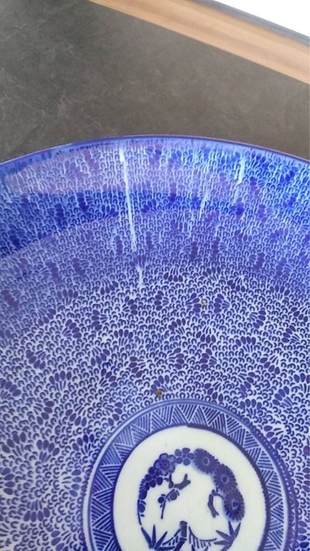 印判大皿 古伊万里 微塵唐草 印判手 大皿 アンティーク ビンテージ 瀬戸 染付
