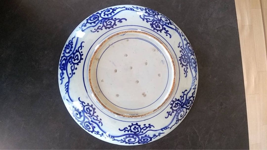 印判大皿 古伊万里 微塵唐草 印判手 大皿 アンティーク ビンテージ 瀬戸 染付