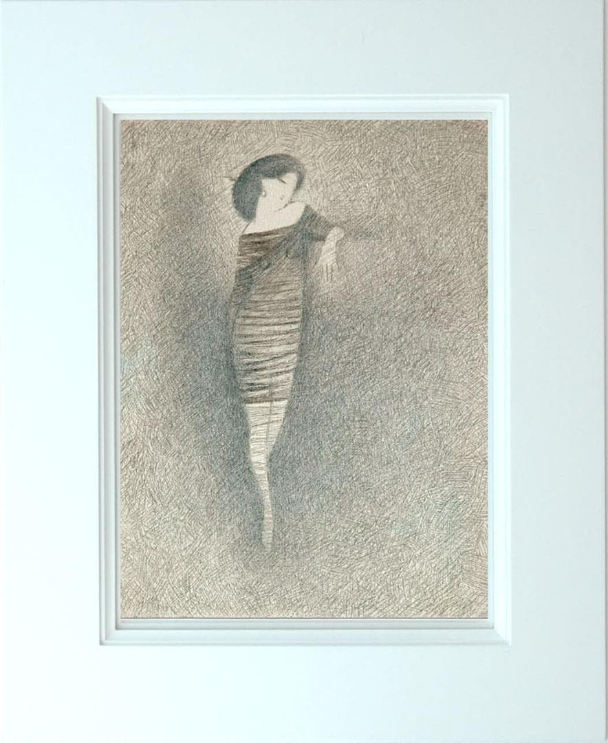 油絵 菅家令子 絵 絵画インテリア額付(青緑＋金色の枠) F3-010111女性