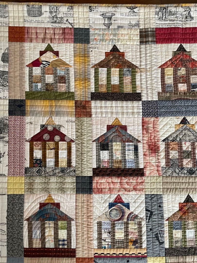 パッチワーク　キルト　タペストリー　ハウス