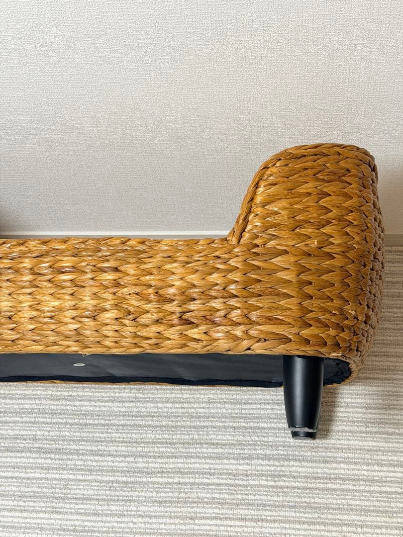 【美品✨】ガラス天板付きテーブル　リゾート　バリ風 ウォーターヒヤシンス