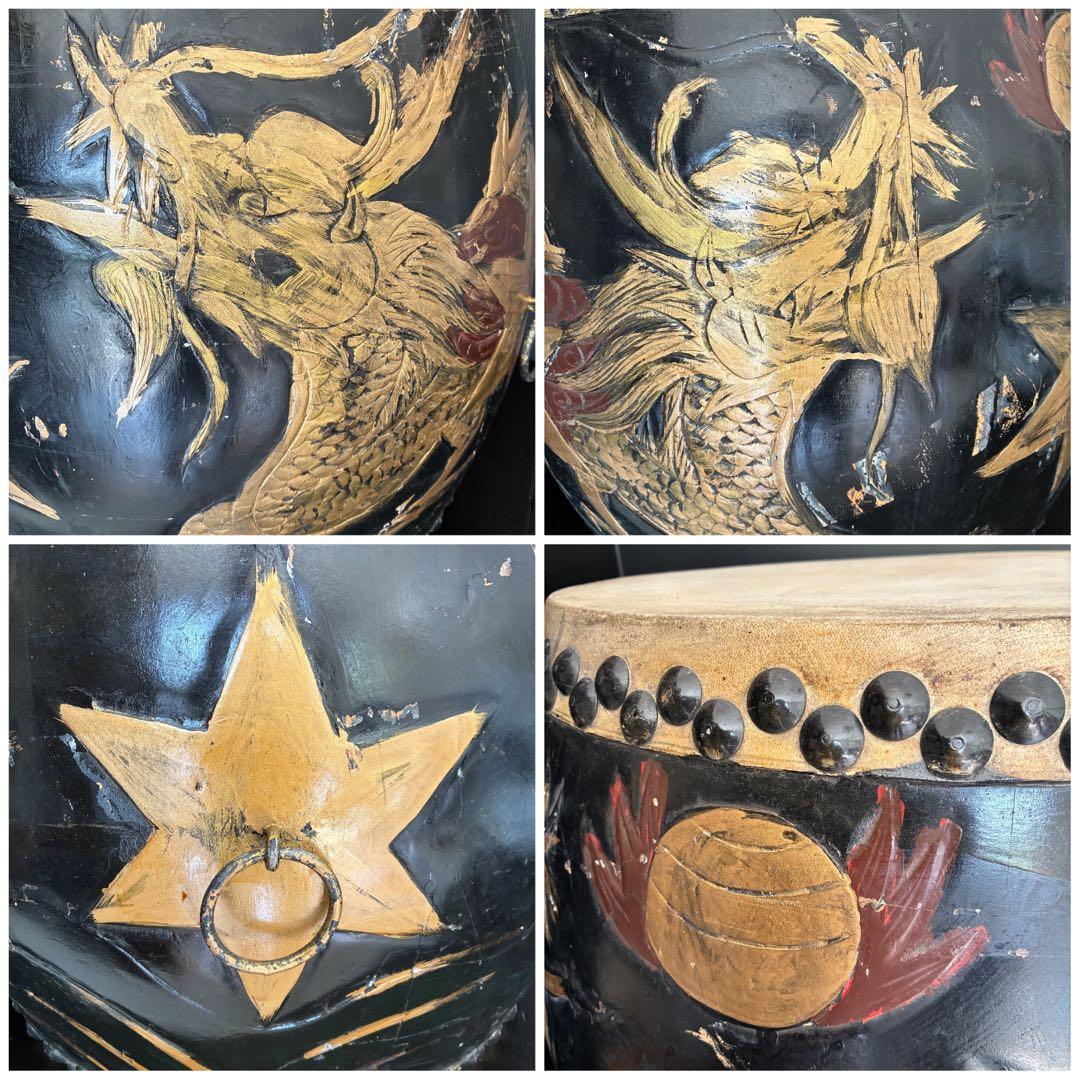 【希少 2尺】龍装飾 和太鼓 宮太鼓 長胴 重低音 演奏可 存在感抜群