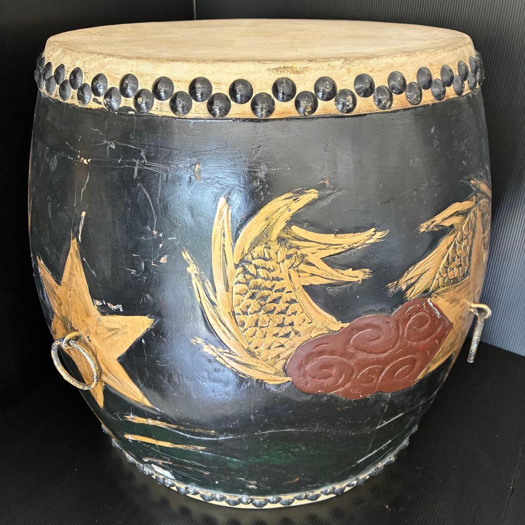 【希少 2尺】龍装飾 和太鼓 宮太鼓 長胴 重低音 演奏可 存在感抜群