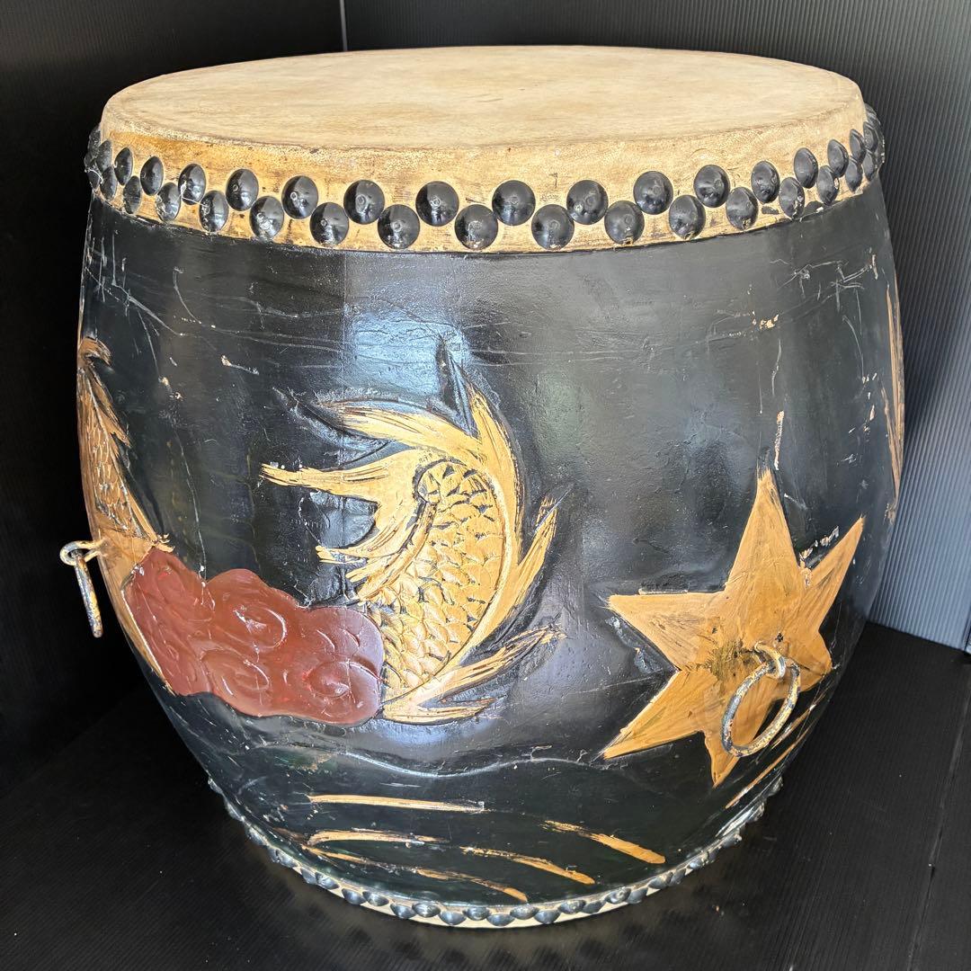 【希少 2尺】龍装飾 和太鼓 宮太鼓 長胴 重低音 演奏可 存在感抜群