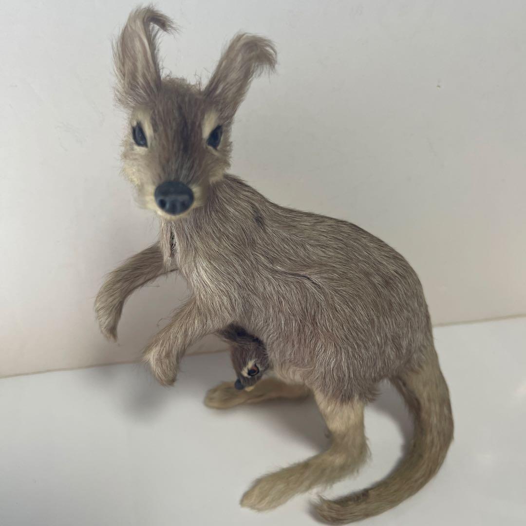 超リアル　カンガルー お腹の袋に子供　繊細な工芸品 全長16㎝　高さ18㎝
