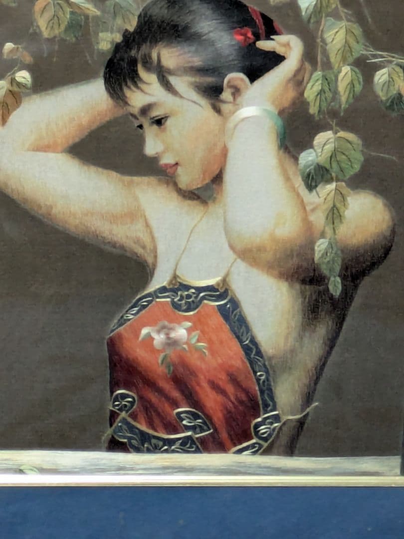 綺麗な女性人物画　刺繍画