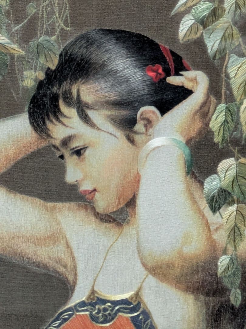 綺麗な女性人物画　刺繍画