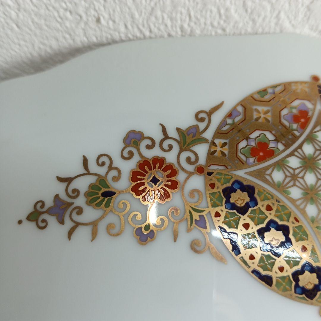 前畑陶器 庫山窯 金彩七宝紋尺一輪花 飾り皿 大皿