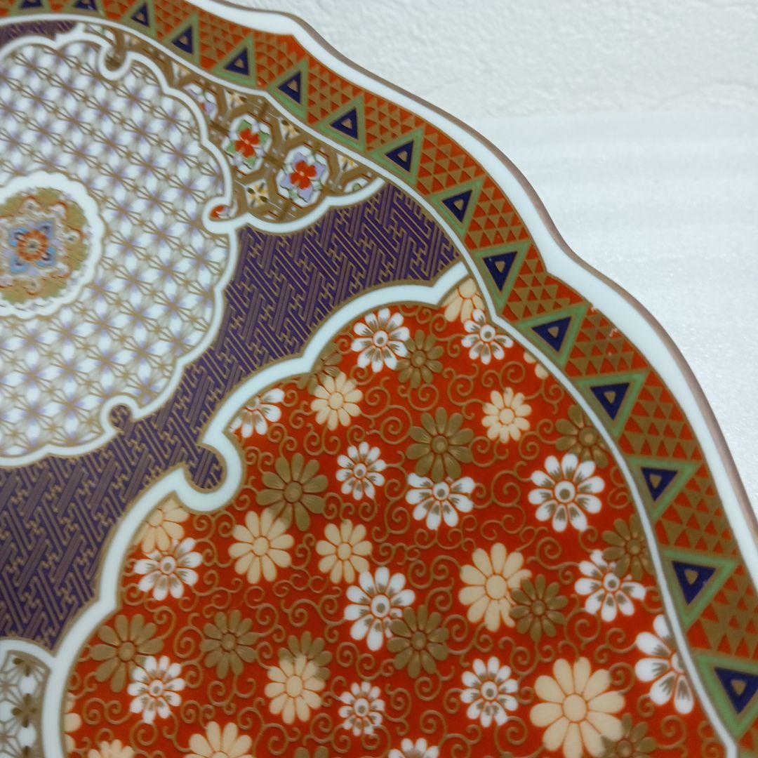 前畑陶器 庫山窯 金彩七宝紋尺一輪花 飾り皿 大皿