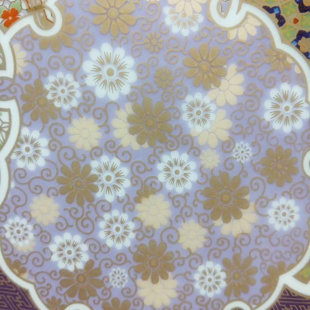 前畑陶器 庫山窯 金彩七宝紋尺一輪花 飾り皿 大皿