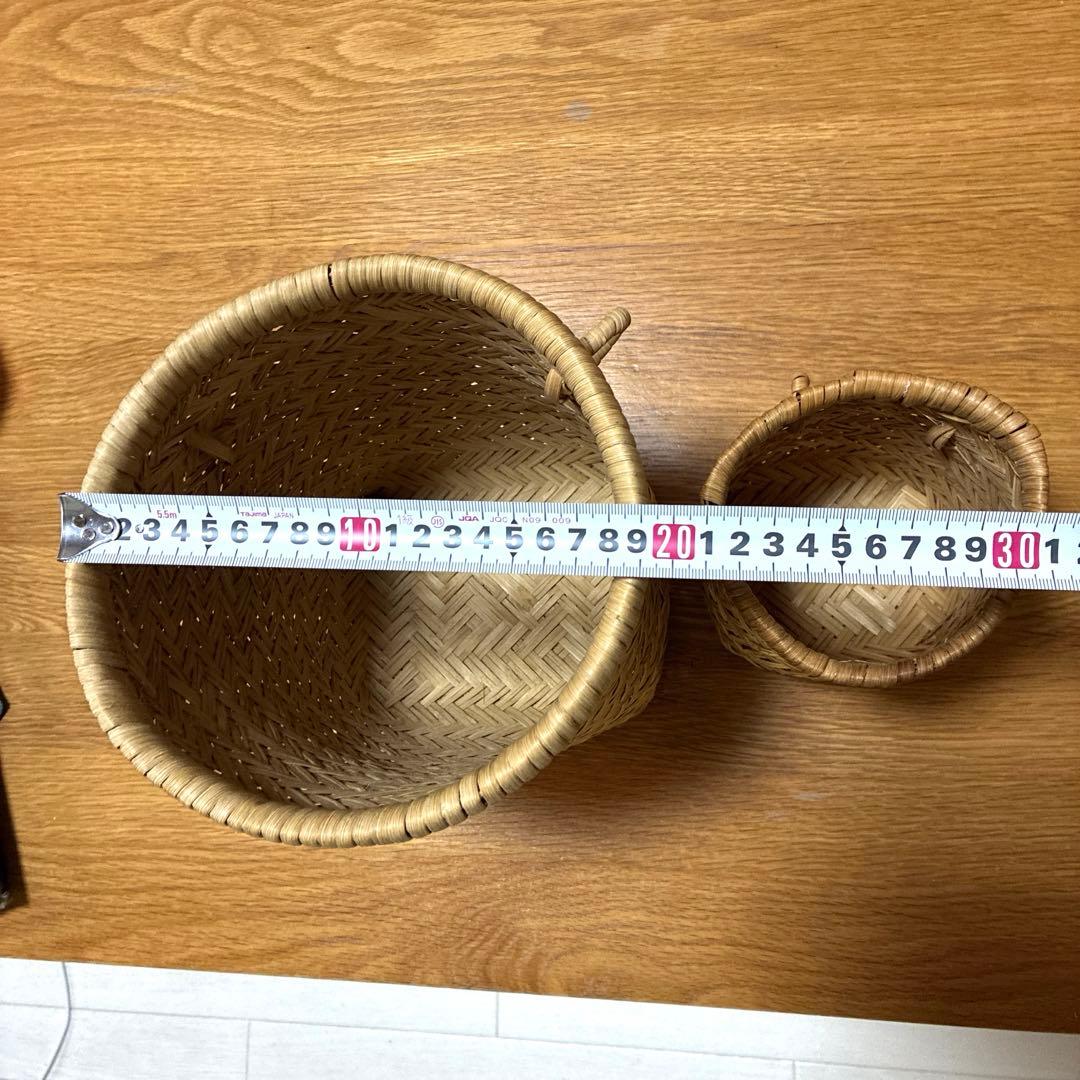 鳥越竹細工 竹籠 収穫籠　カゴ　つぼけ　大・小セット