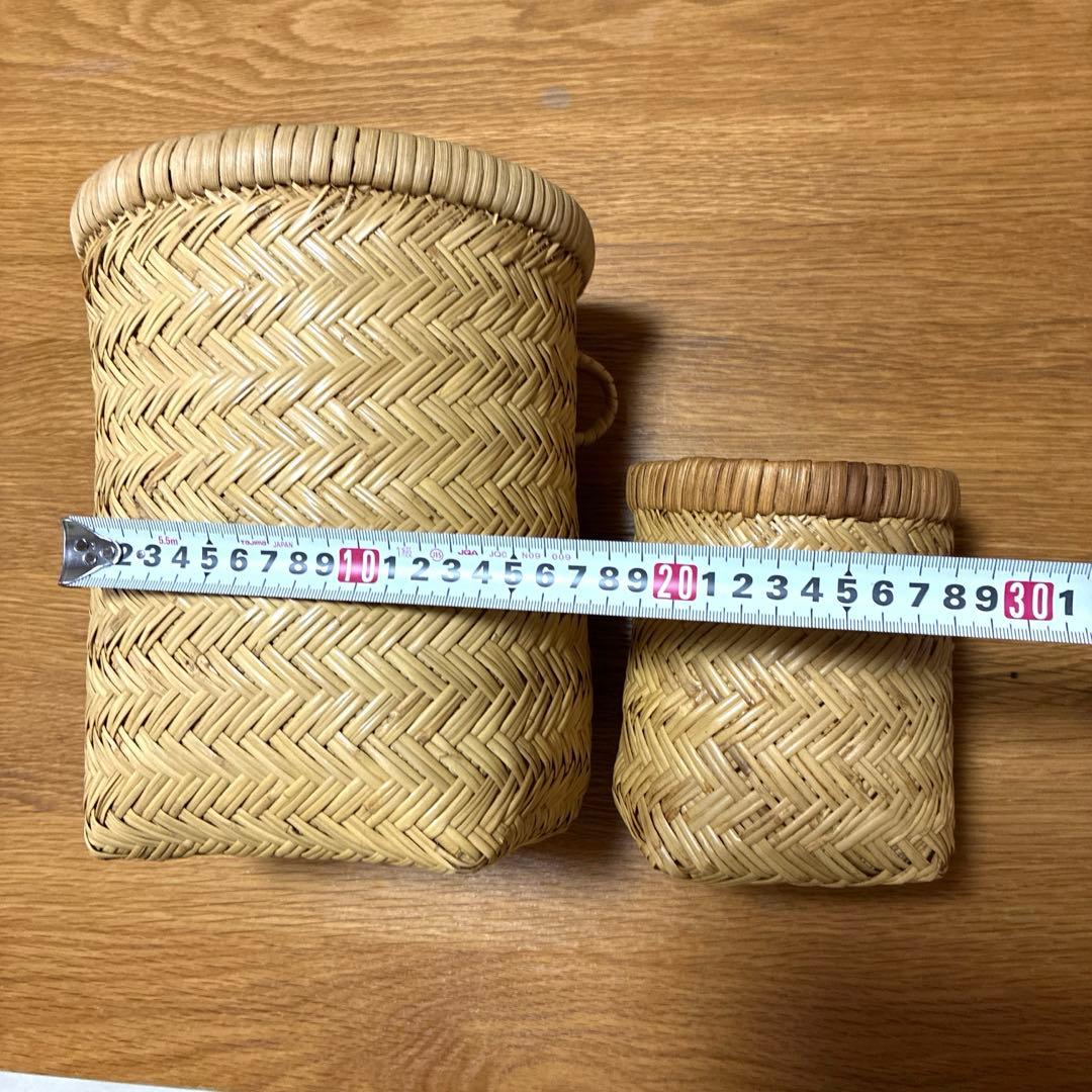 鳥越竹細工 竹籠 収穫籠　カゴ　つぼけ　大・小セット
