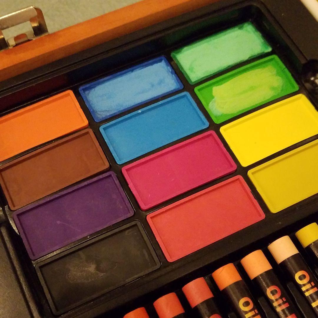 色鉛筆&マーカー&パステル&筆&鉛筆&消しゴム&鉛筆削スペシャル木箱セット