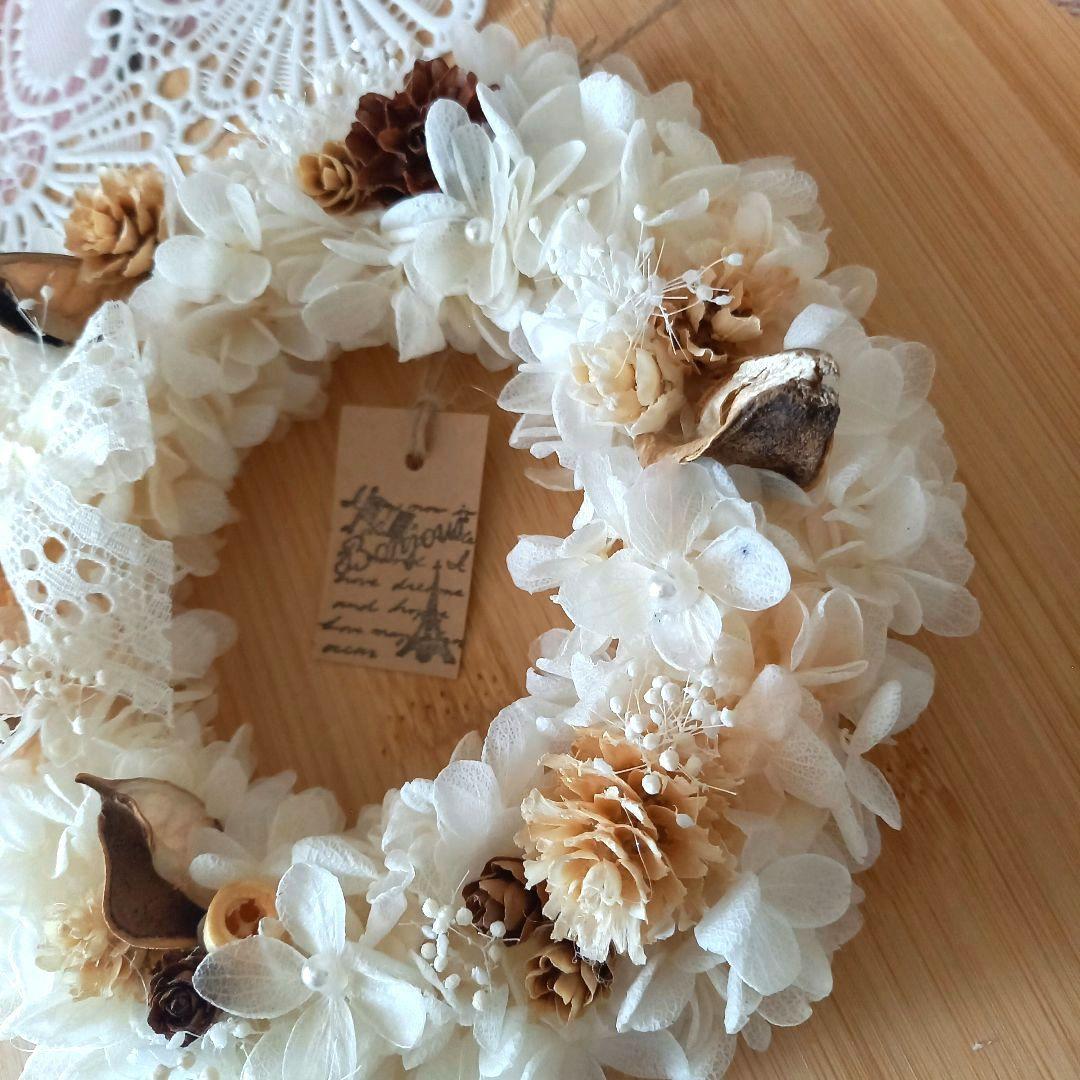 No130  ふわっふわ あじさいと可愛い木の実の 秋冬リース゜.*❁