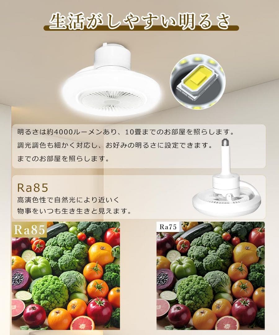 シーリングファンライト 調光調色 LED 薄型 北欧デザイン