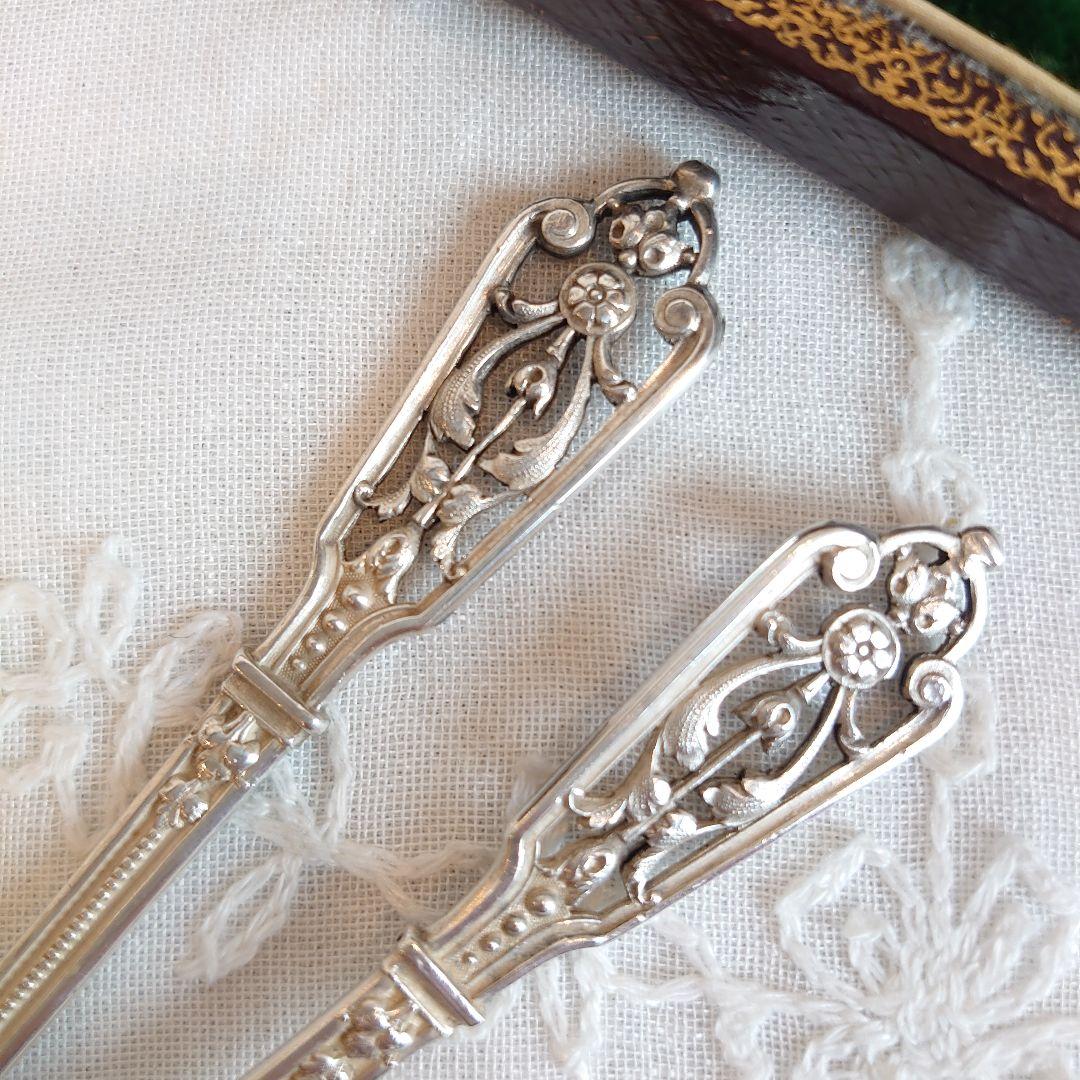 フランス　純銀　ティースプーン　シルバー950 ピアッシングハンドル