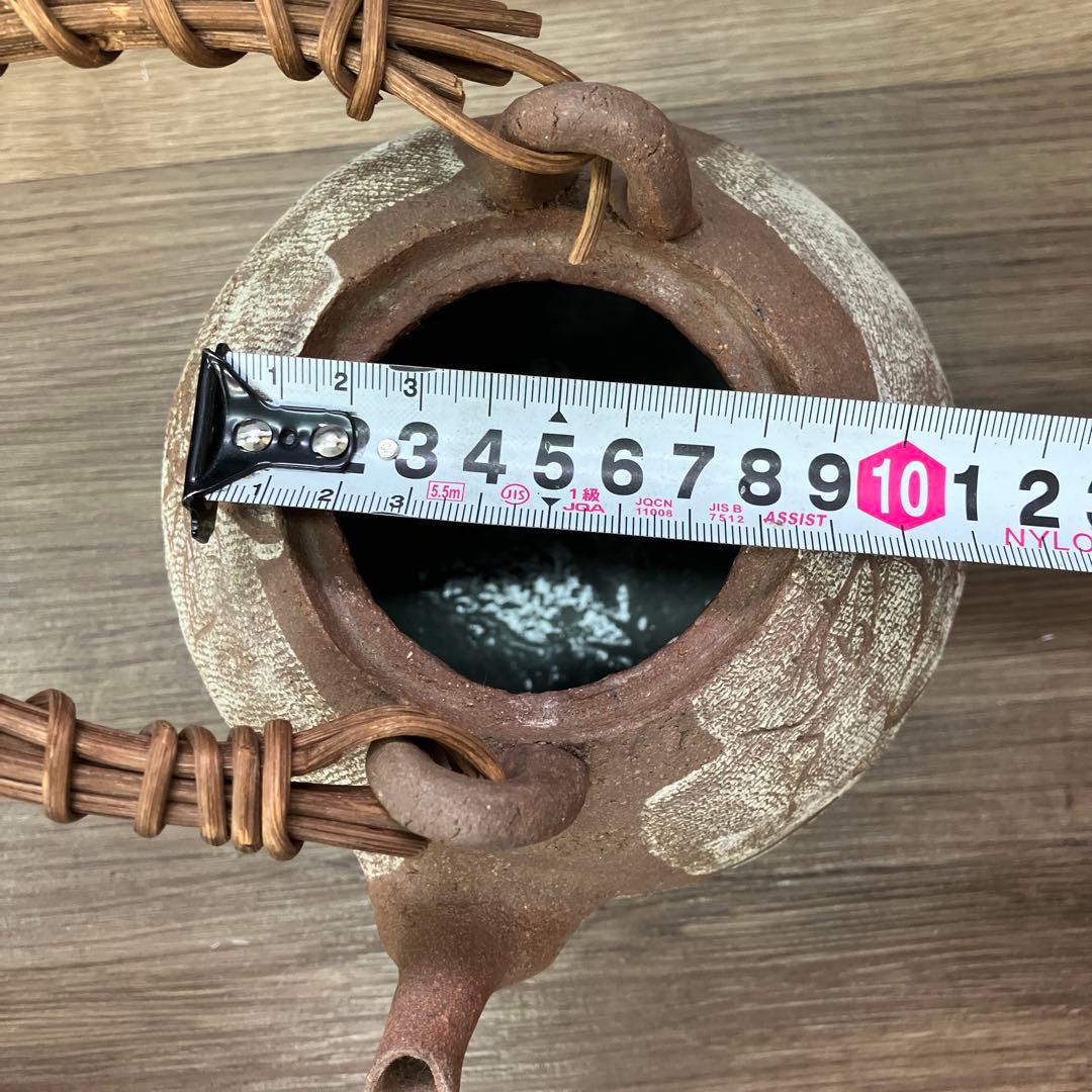 3F 土瓶 急須 持ち手付き 陶器 焼き物 和食器 葡萄柄 素焼き風 レトロ