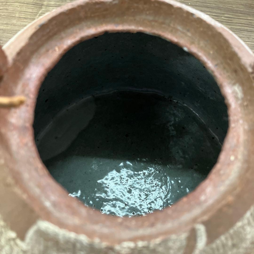 3F 土瓶 急須 持ち手付き 陶器 焼き物 和食器 葡萄柄 素焼き風 レトロ