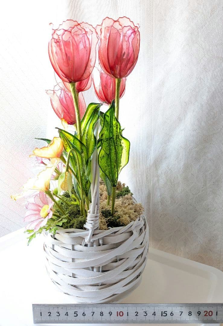 春のかご　　　　　アメリカンフラワー　（ディップフラワー）