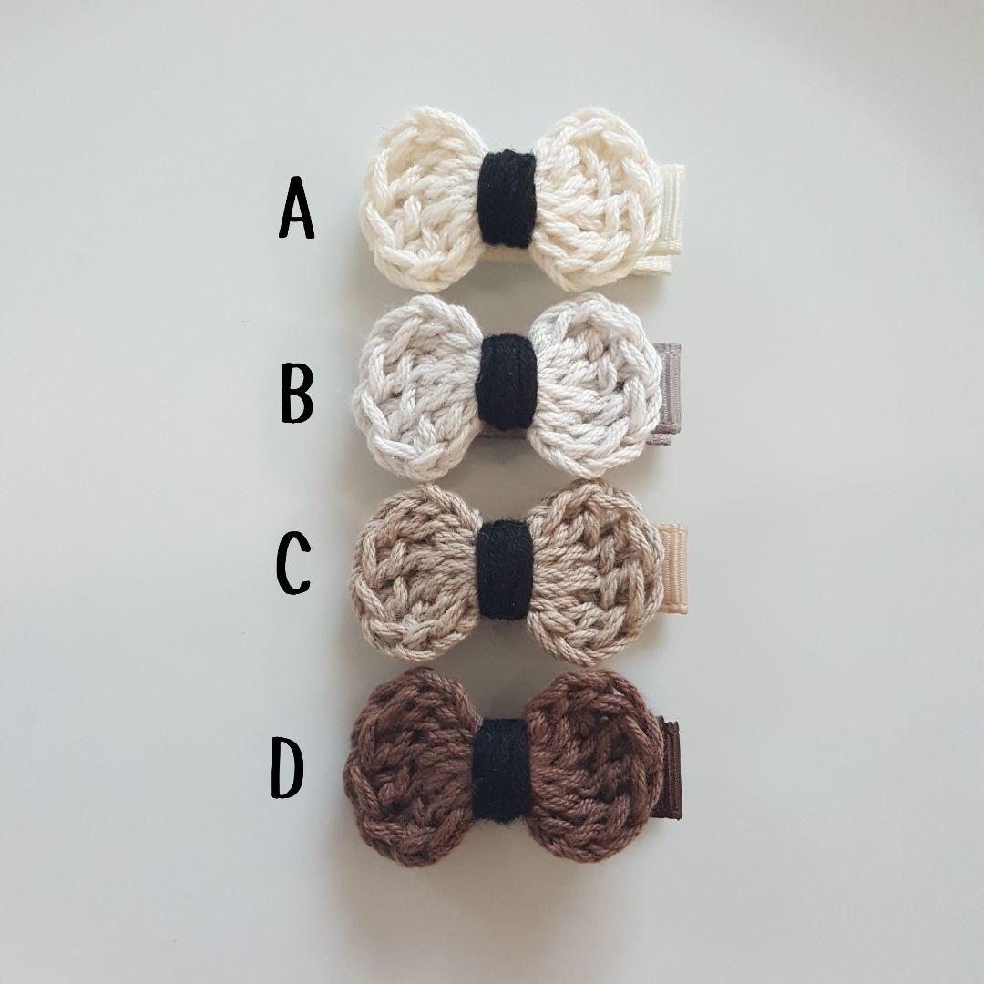 【編みリボン②】ベビーヘアクリップ　キッズヘアクリップ　ヘアピン