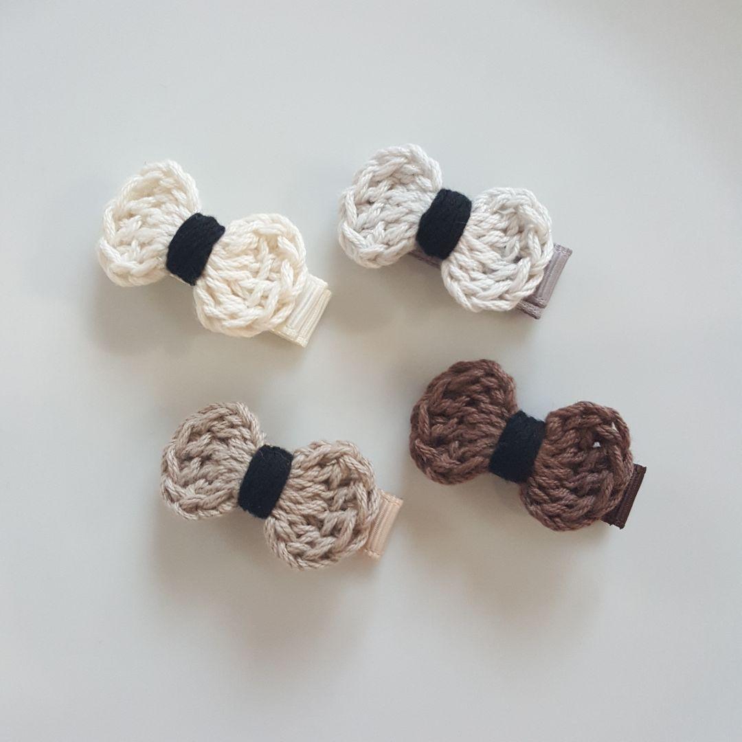 【編みリボン②】ベビーヘアクリップ　キッズヘアクリップ　ヘアピン