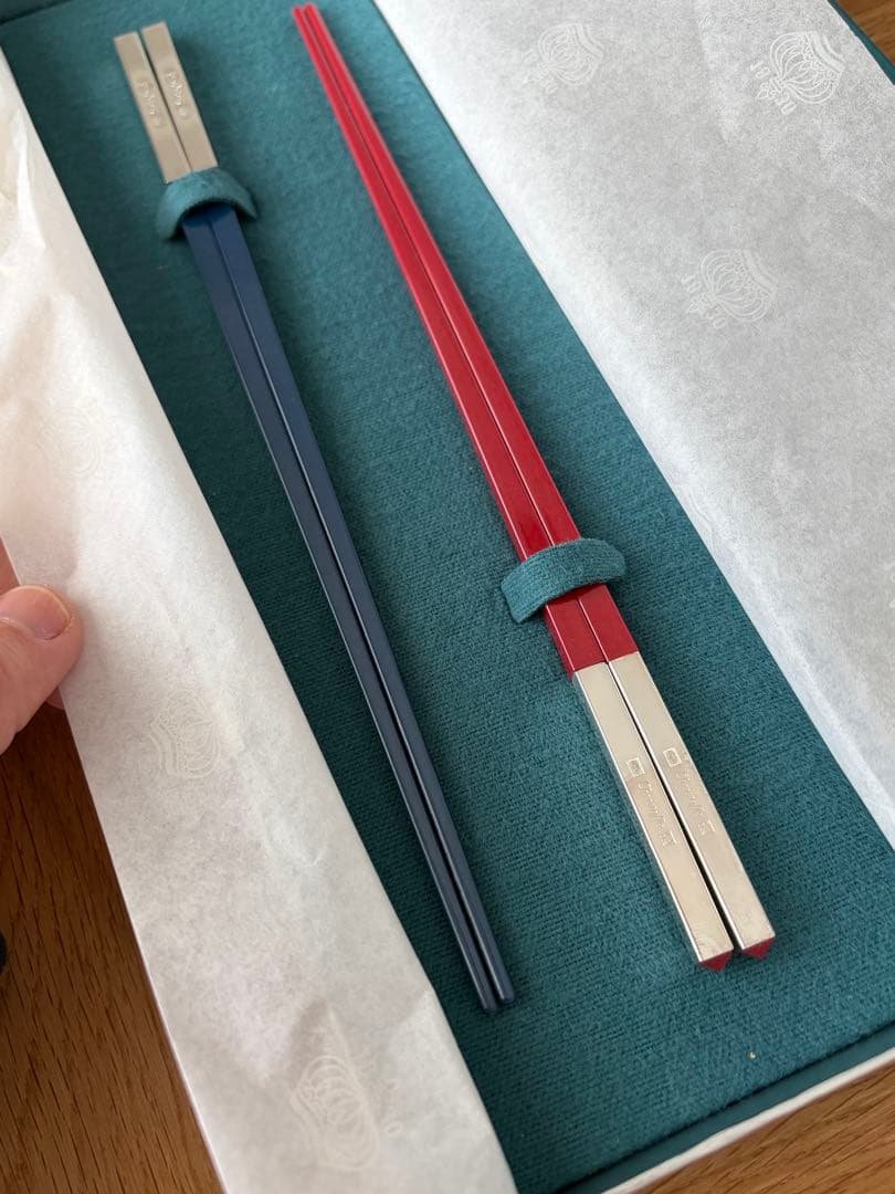 CHRISTOFLE ペア箸　(赤、青) 新品未使用