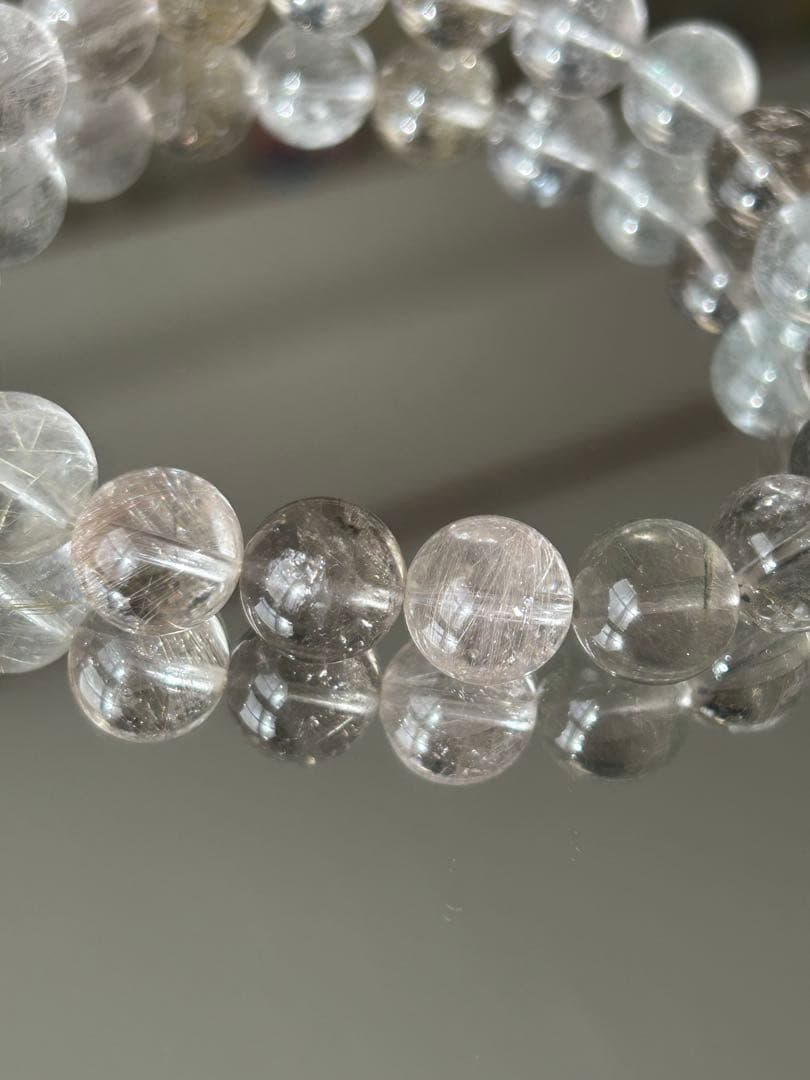 【虹入り・透明感】シルバールチルクォーツ 10mm (内径18cm)