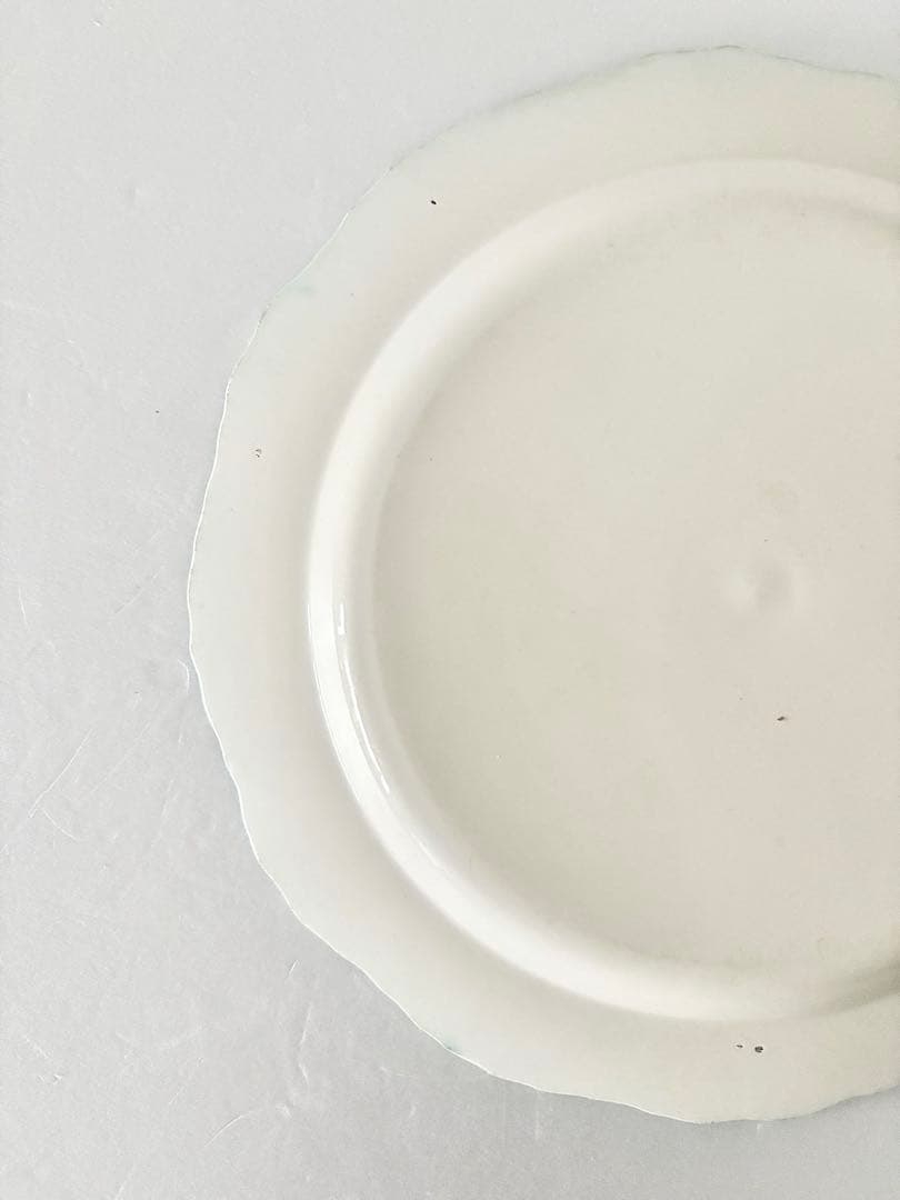 【フランスアンティーク】花　リム皿　1800年代　クレイユモントロー　ブルー