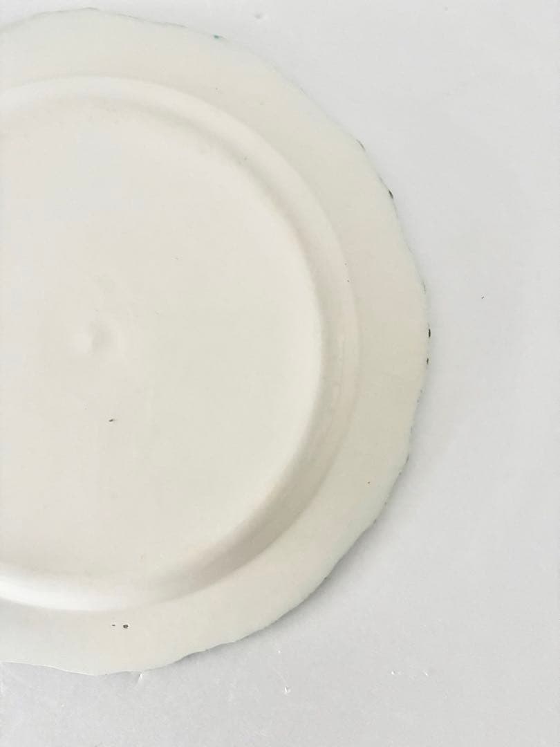 【フランスアンティーク】花　リム皿　1800年代　クレイユモントロー　ブルー