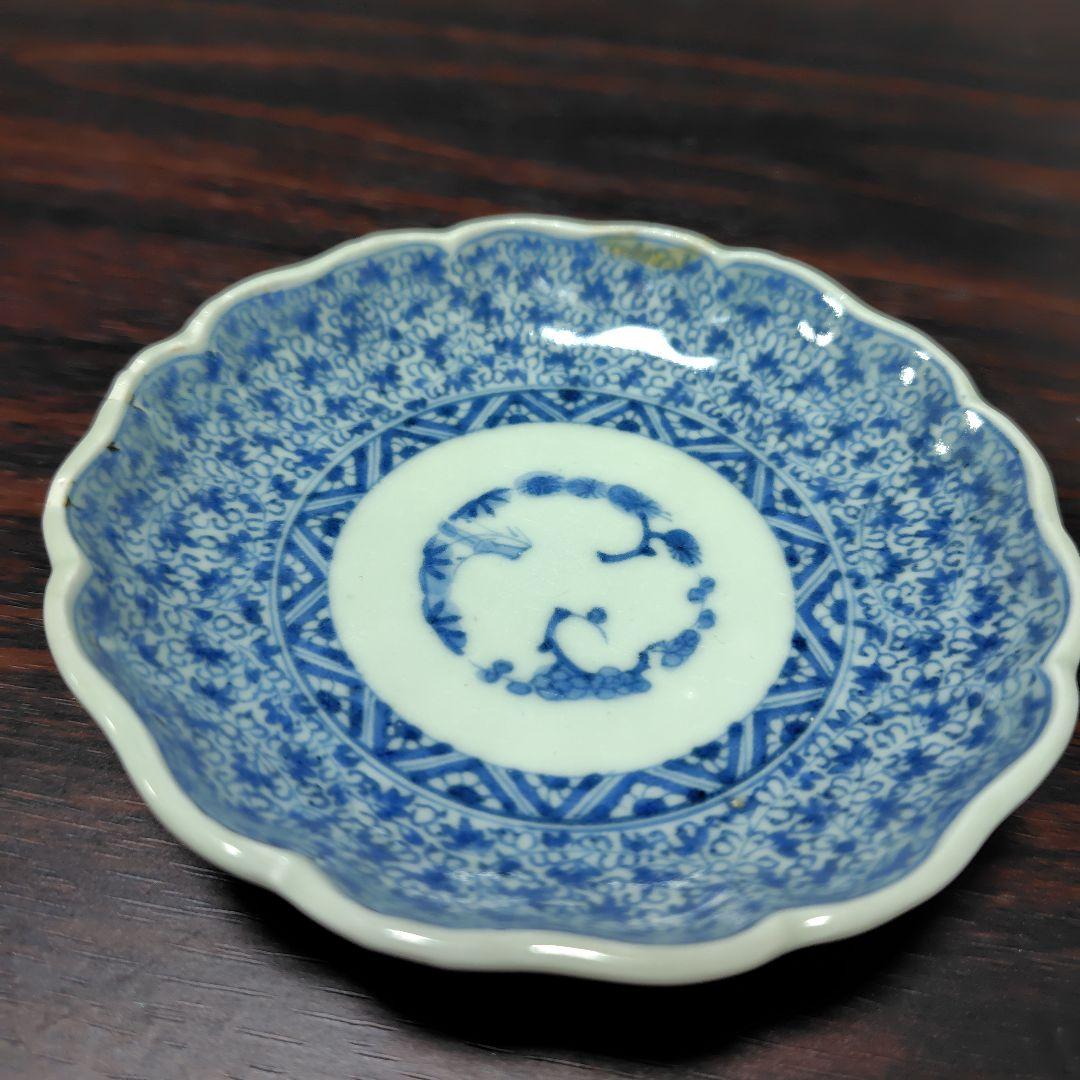 古伊万里　染付微塵唐草豆皿五枚セット