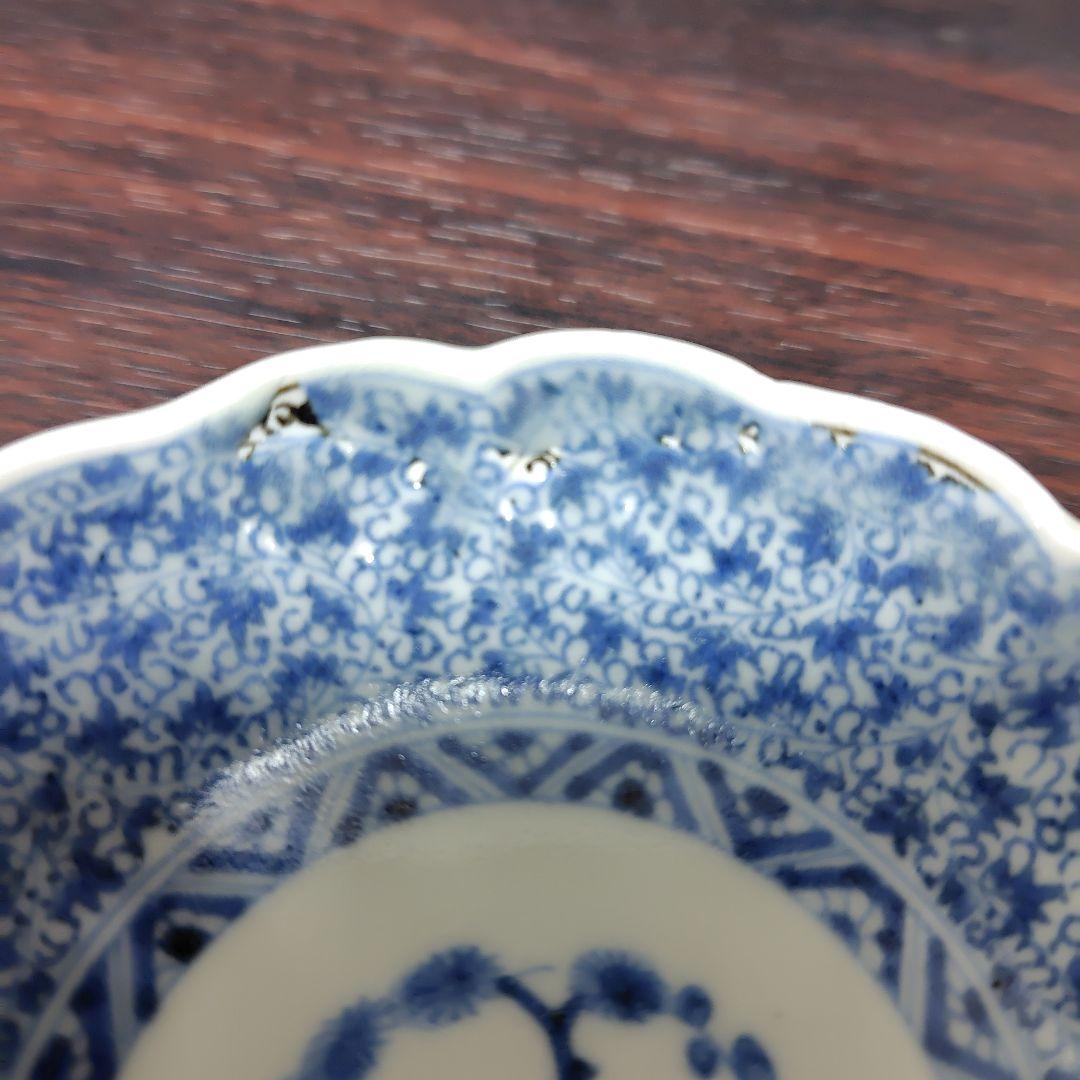 古伊万里　染付微塵唐草豆皿五枚セット