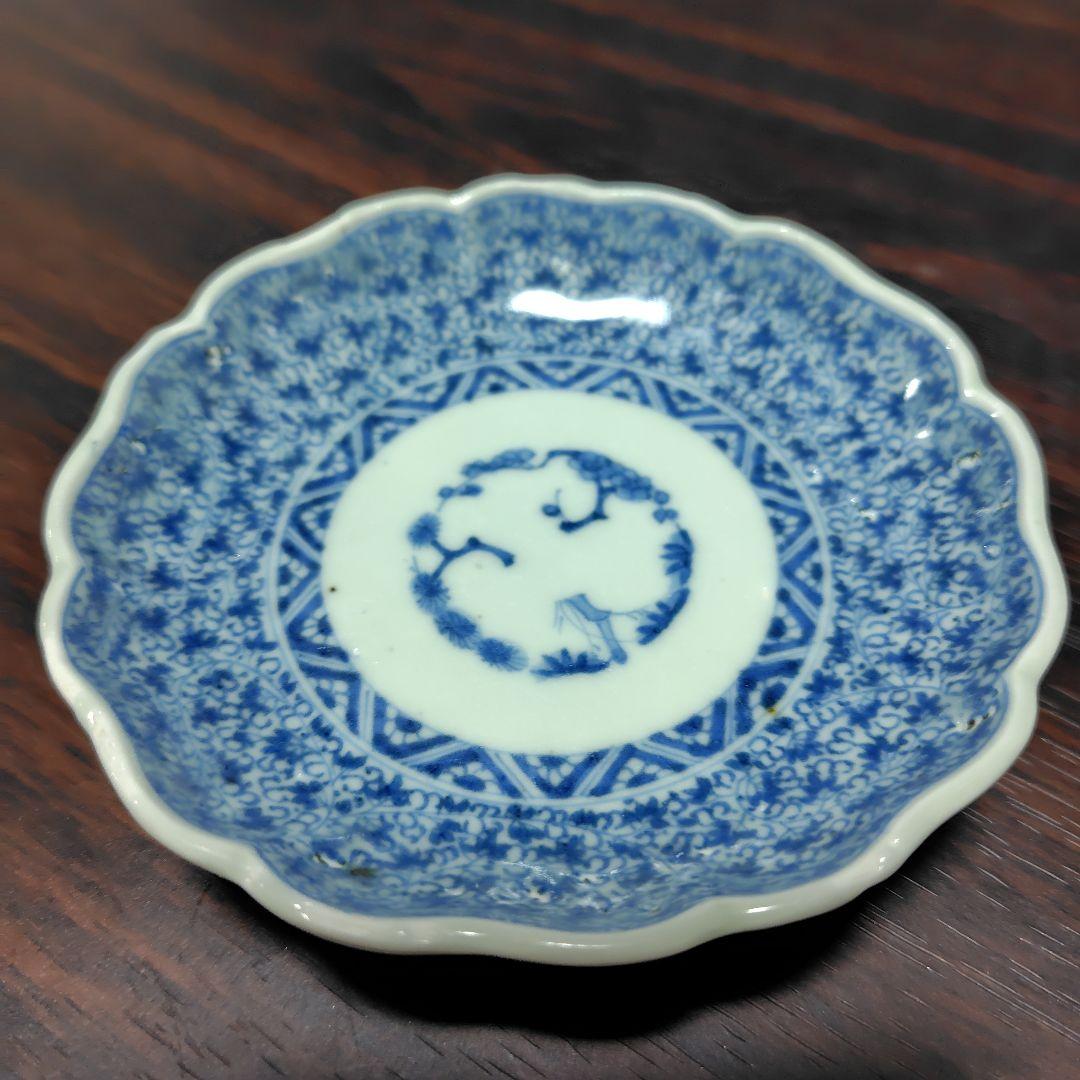 古伊万里　染付微塵唐草豆皿五枚セット