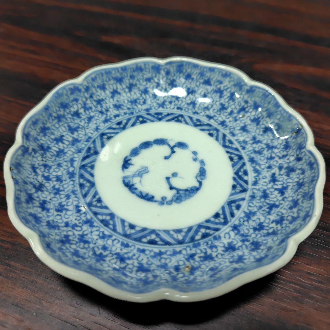 古伊万里　染付微塵唐草豆皿五枚セット