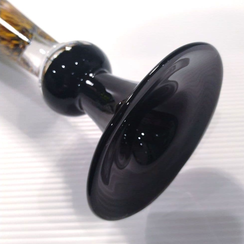 ガラス 花器 立花 フラワーベース 吹きガラス ロング 口広 2WAY ブラウン