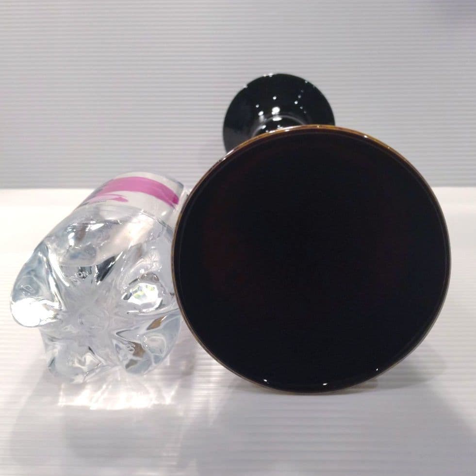 ガラス 花器 立花 フラワーベース 吹きガラス ロング 口広 2WAY ブラウン